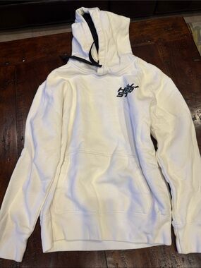 Hollister White Hooded Sweatshirt with Black Logo Accents